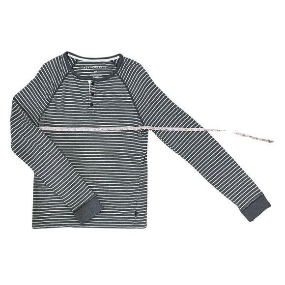 Aeropostale Women's Gray Striped Henley Long Sleeve Top Sz S Casual Classic - Picture 4 of 10